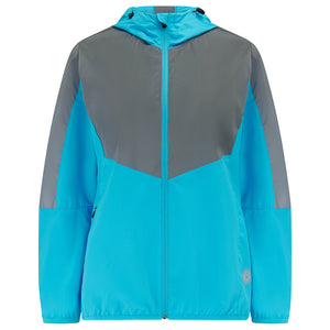 Women's Windproof Reflective Hooded Running Jacket - Light Blue