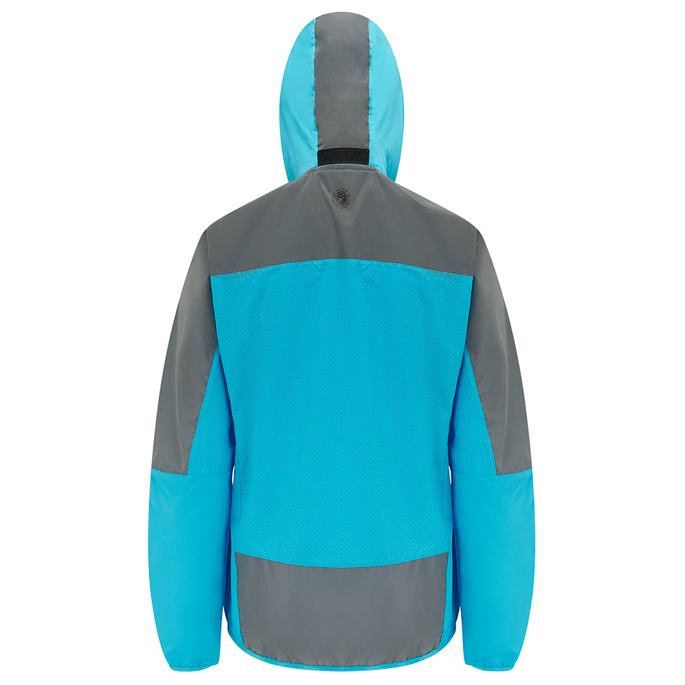 Women's Windproof Reflective Hooded Running Jacket - Light Blue