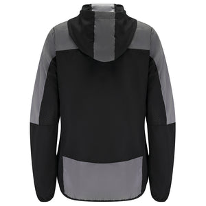 Women's Windproof Reflective Hooded Running Jacket - Black Grey