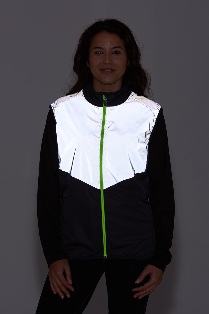 Women's Running Gilet - Windproof Reflective High Vis & Lightweight - Charcoal Grey