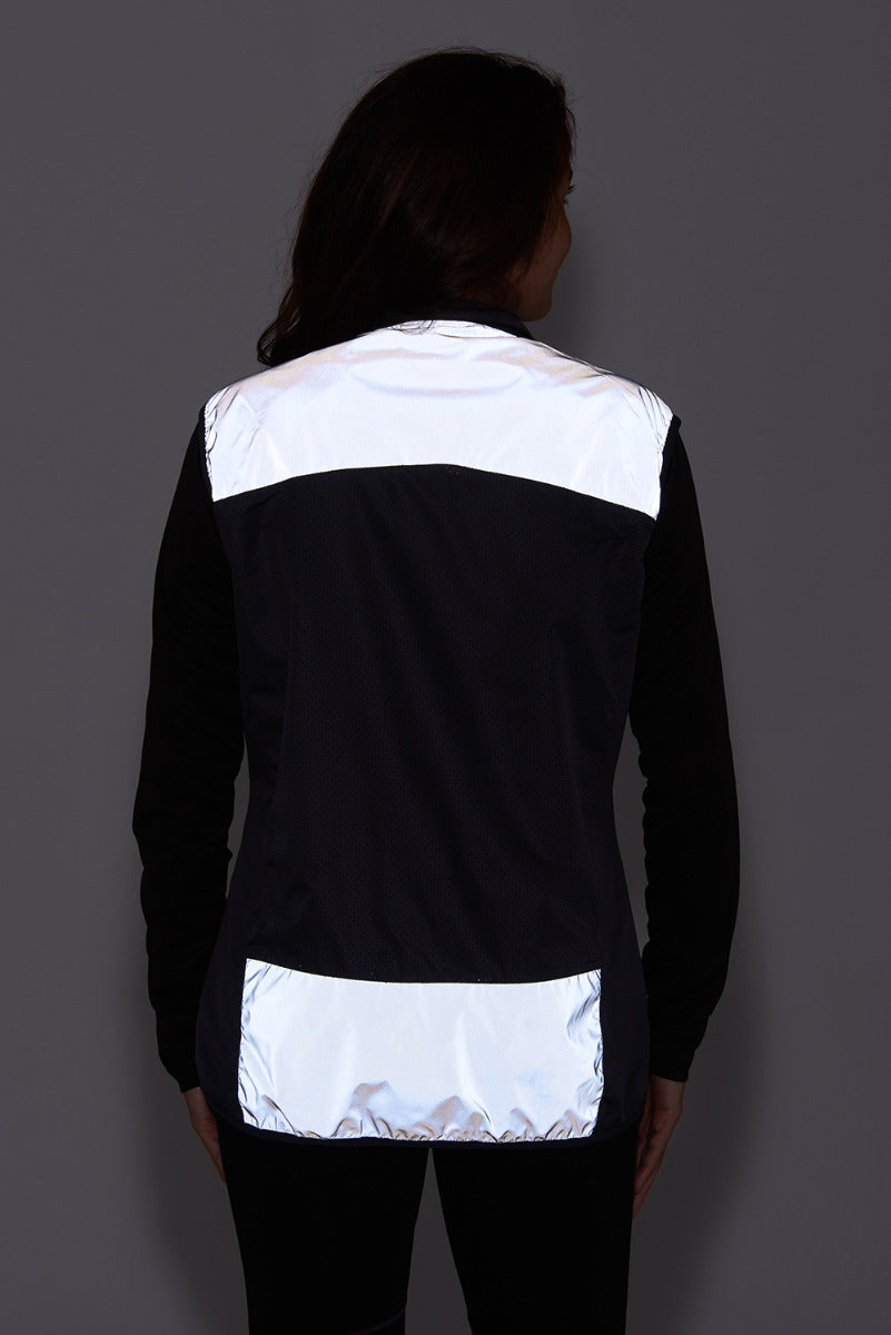 Women's Running Gilet - Windproof Reflective High Vis & Lightweight - Charcoal Grey