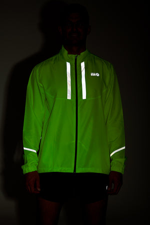 Men's Windproof Reflective Running Jacket â€“ Lime Green