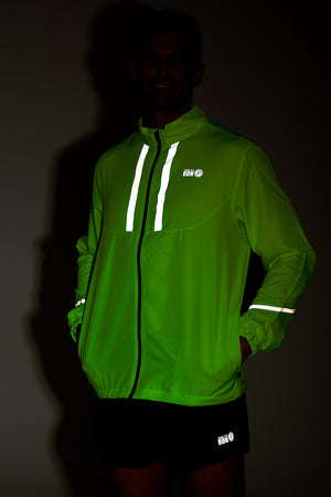 Men's Windproof Reflective Running Jacket â€“ Lime Green