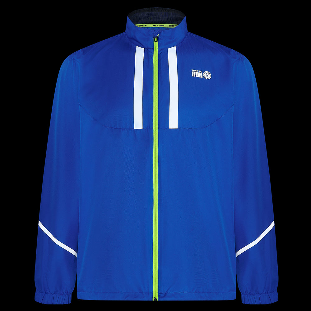 Men's Pace Running Jacket - Lightweight Windproof Reflective Trim & Two Pockets - Barents Blue
