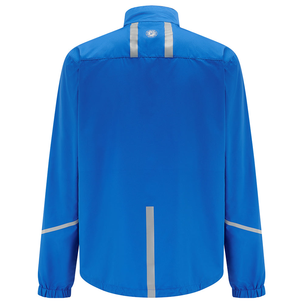 Men's Pace Running Jacket - Lightweight Windproof Reflective Trim & Two Pockets - Barents Blue