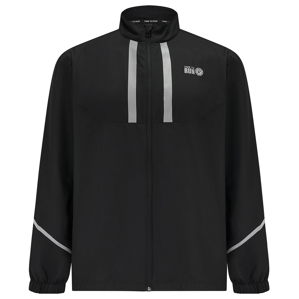 Men's Pace Running Jacket - Lightweight Windproof Reflective Trim & Two Pockets - Jet