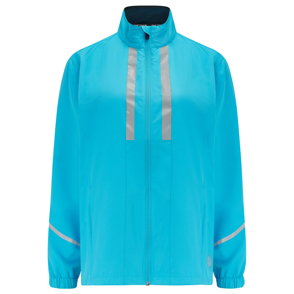 Women's Pace Running Jacket - Lightweight Windproof Reflective Trim & Two Pockets - Atoll Blue