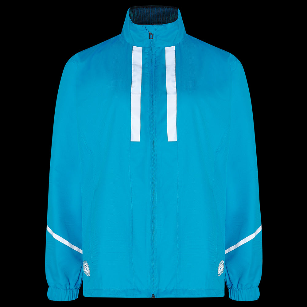 Women's Pace Running Jacket - Lightweight Windproof Reflective Trim & Two Pockets - Atoll Blue