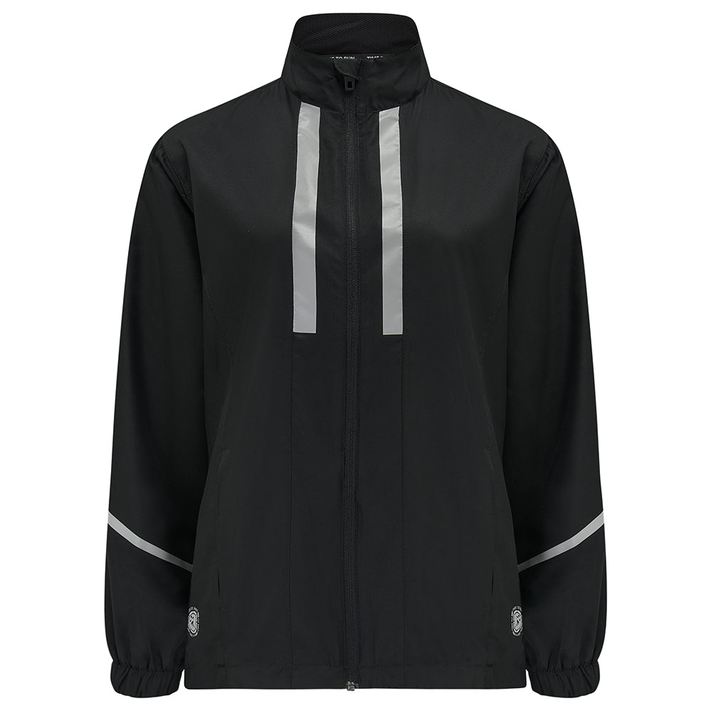 Women's Pace Running Jacket - Lightweight Windproof Reflective Trim & Two Pockets - Jet