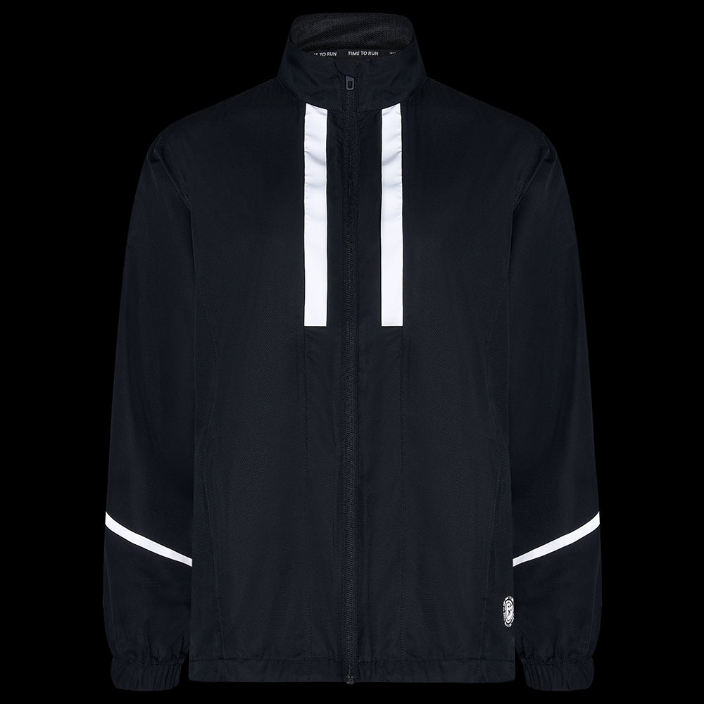 Women's Pace Running Jacket - Lightweight Windproof Reflective Trim & Two Pockets - Jet