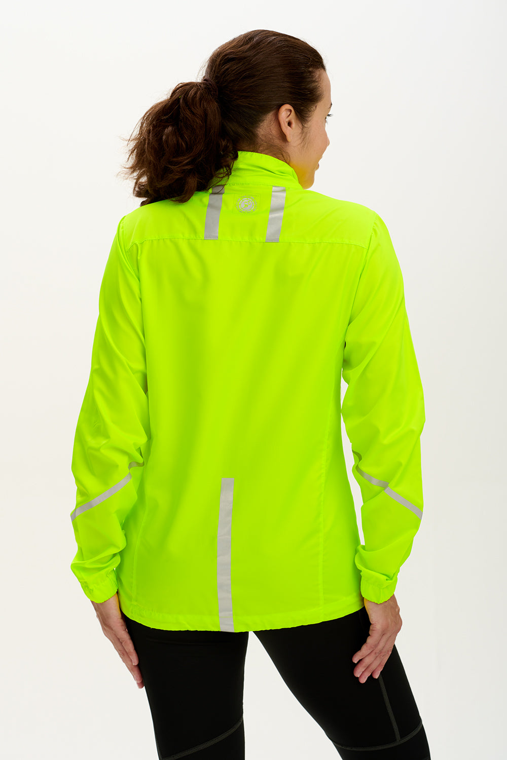 Women's Pace Running Jacket - Lightweight Windproof Reflective Trim & Two Pockets - Lime Green
