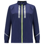 Women's Windproof Reflective Hooded Running Jacket - Navy Blue