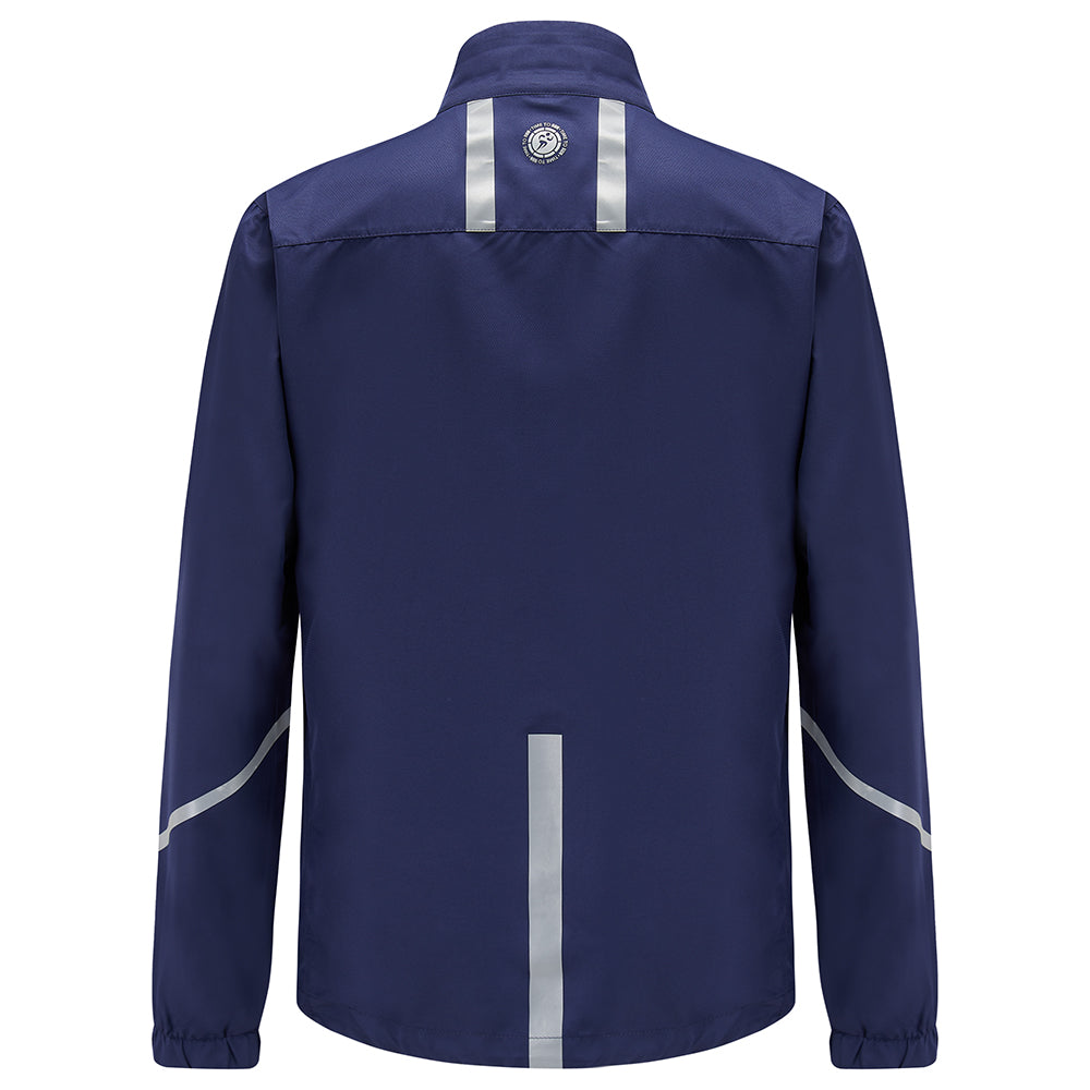 Women's Windproof Reflective Hooded Running Jacket - Navy Blue