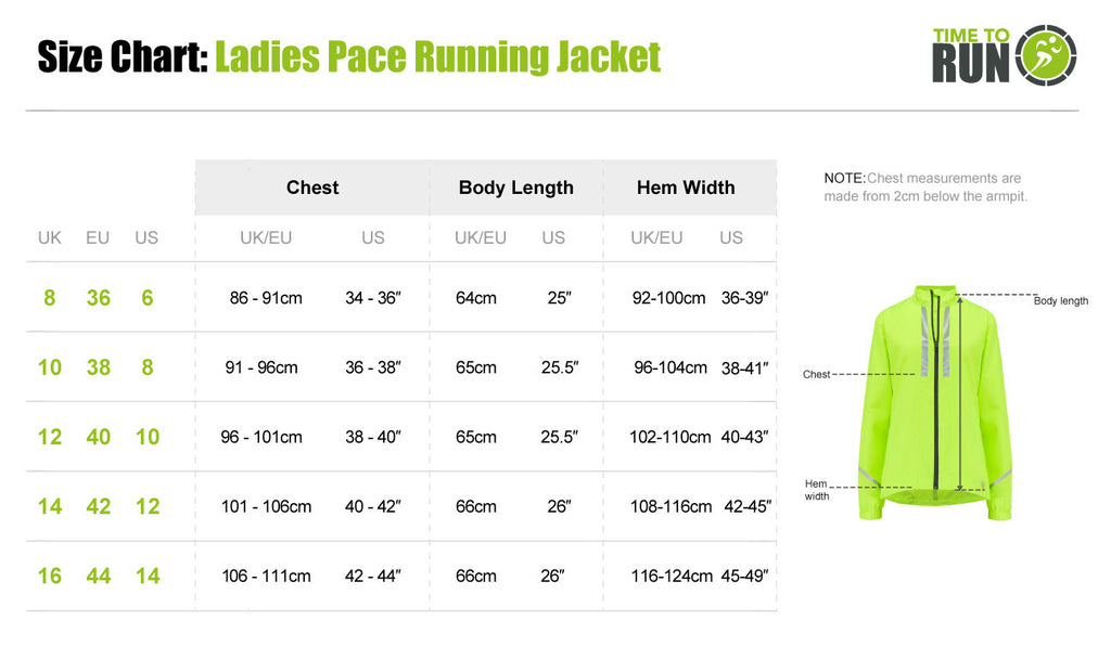 Women's Waterproof Pace Running Jacket - Lightweight Breathable Reflective Trim & Two Pockets - Lime