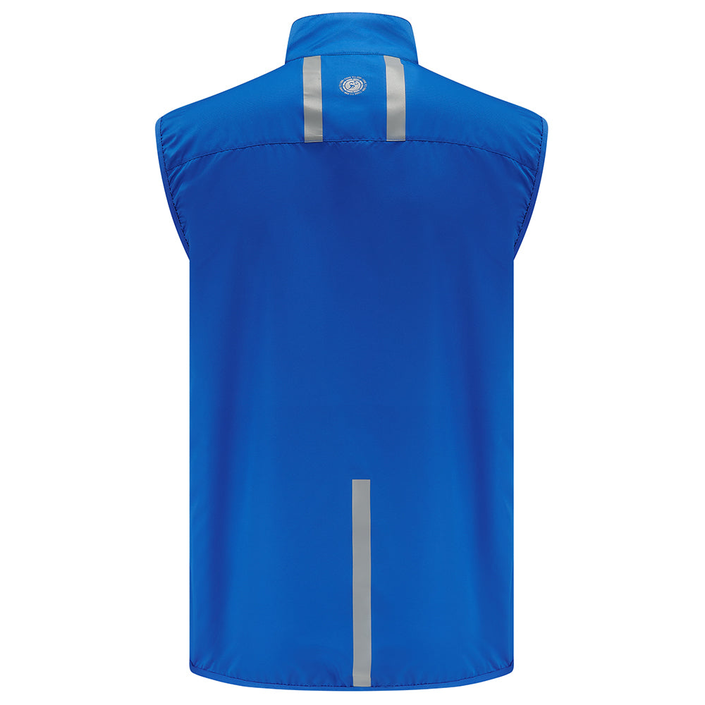 Men's Pace Running Gilet - Lightweight Windproof Reflective Trim & Two Pockets - Barents Blue