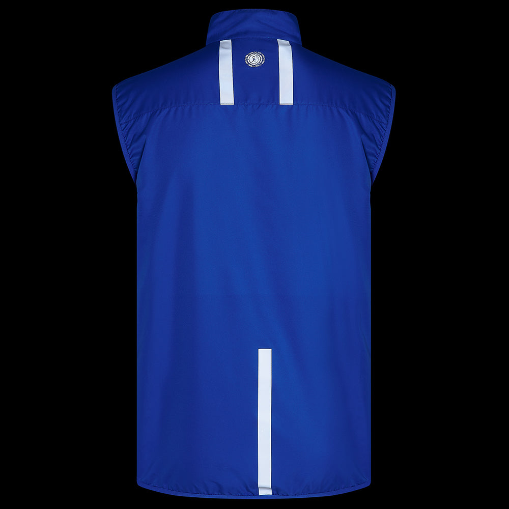Men's Pace Running Gilet - Lightweight Windproof Reflective Trim & Two Pockets - Barents Blue