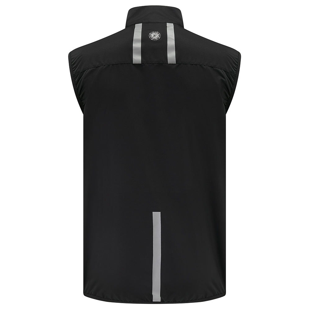 Men's Pace Running Gilet - Lightweight Windproof Reflective Trim & Two Pockets - Jet