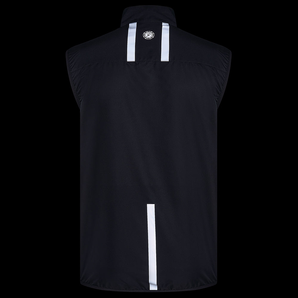 Men's Pace Running Gilet - Lightweight Windproof Reflective Trim & Two Pockets - Jet
