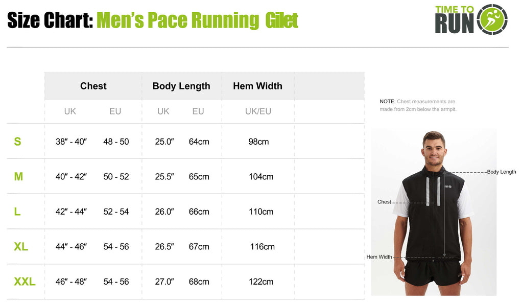 Men's Pace Running Gilet - Lightweight Windproof Reflective Trim & Two Pockets - Lime Green