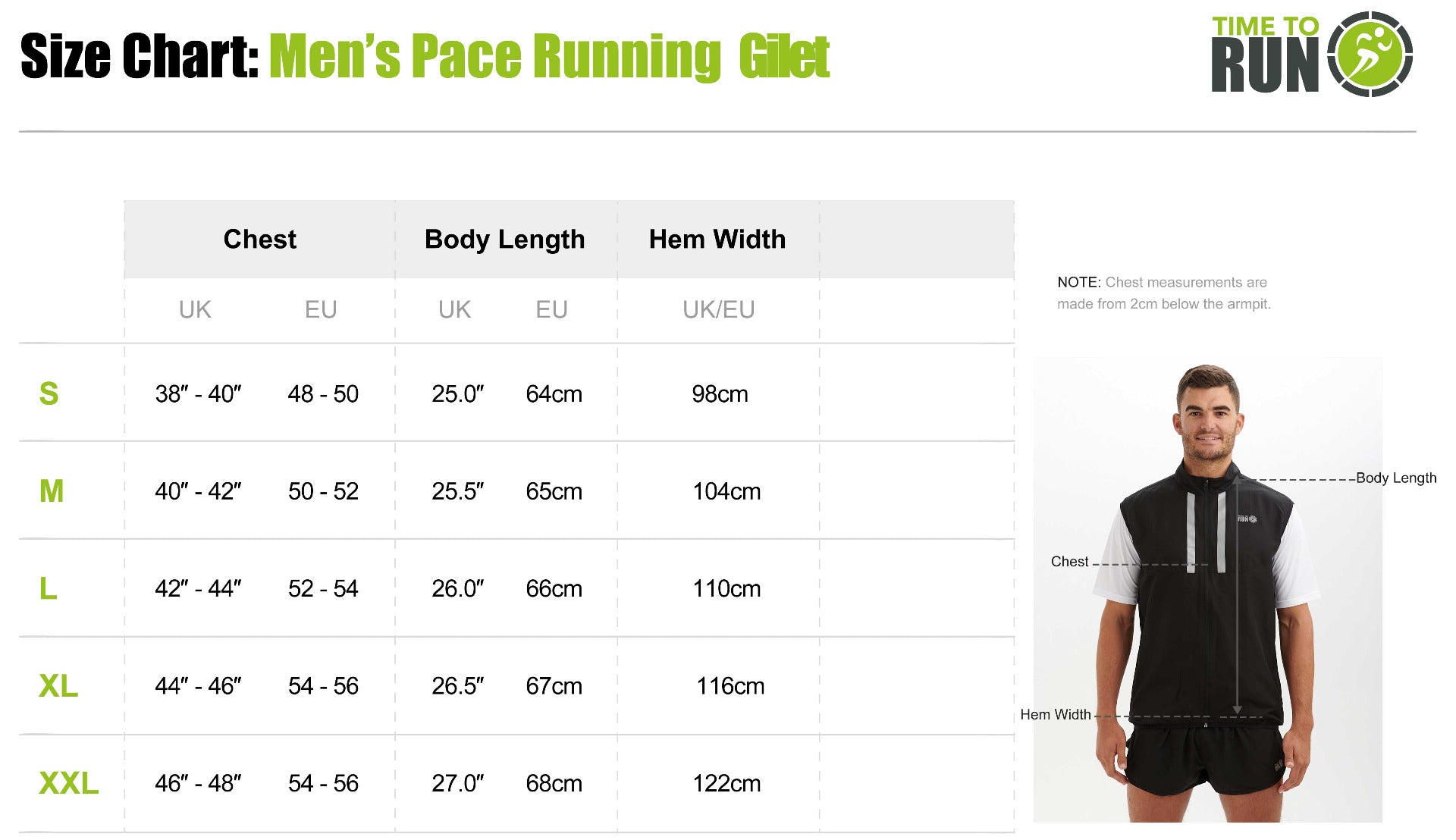 Men's Pace Running Gilet - Lightweight Windproof Reflective Trim & Two Pockets - Lime Green