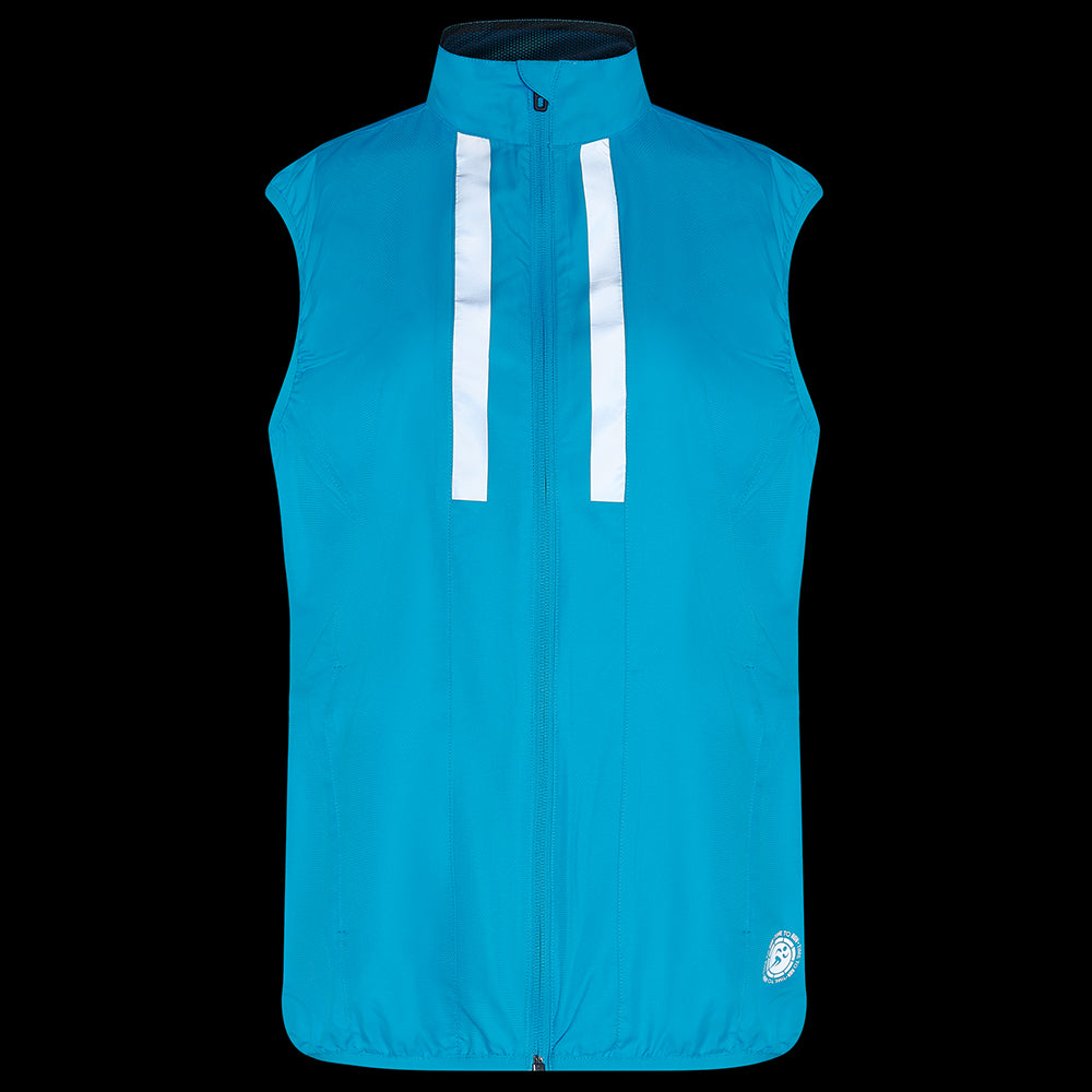 Women's Pace Running Gilet - Lightweight Windproof Reflective Trim & Two Pockets - Atoll Blue