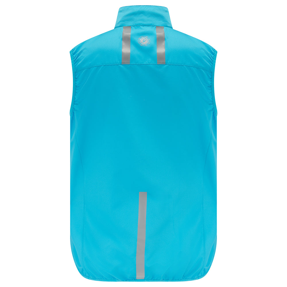 Women's Pace Running Gilet - Lightweight Windproof Reflective Trim & Two Pockets - Atoll Blue