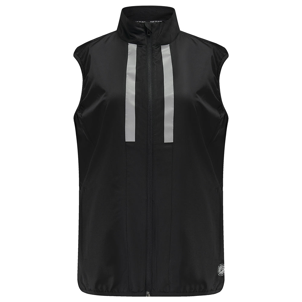Women's Pace Running Gilet - Lightweight Windproof Reflective Trim & Two Pockets - Jet