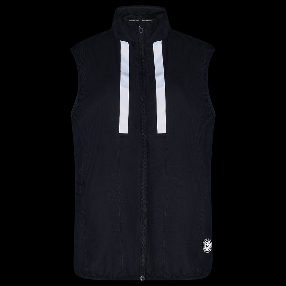 Women's Pace Running Gilet - Lightweight Windproof Reflective Trim & Two Pockets - Jet