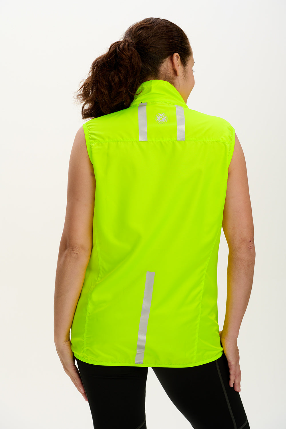 Women's Pace Running Gilet - Lightweight Windproof Reflective Trim & Two Pockets - Lime Green