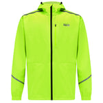 Men's Waterproof Reflective Hooded Running Jacket - Lime