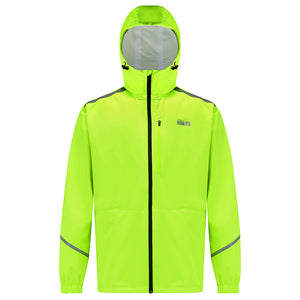 Men's Waterproof Reflective Hooded Running Jacket - Lime