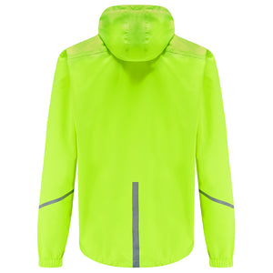 Men's Waterproof Reflective Hooded Running Jacket - Lime