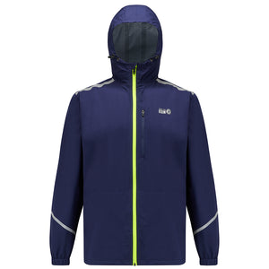 Men's Waterproof Reflective Hooded Running Jacket â€“ Peacoat