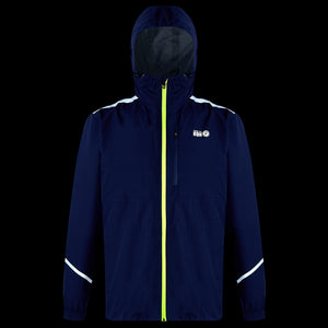 Men's Waterproof Reflective Hooded Running Jacket â€“ Peacoat