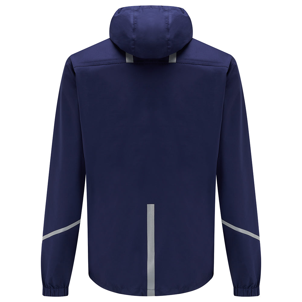 Men's Waterproof Pace Running Jacket - Lightweight Breathable Reflective Trim & Three Pockets - Peacoat