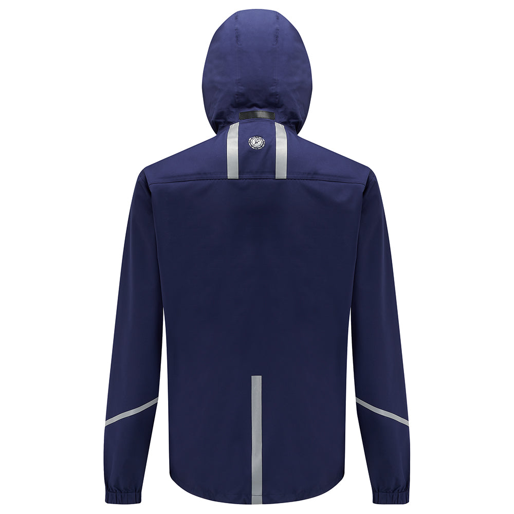 Men's Waterproof Pace Running Jacket - Lightweight Breathable Reflective Trim & Three Pockets - Peacoat