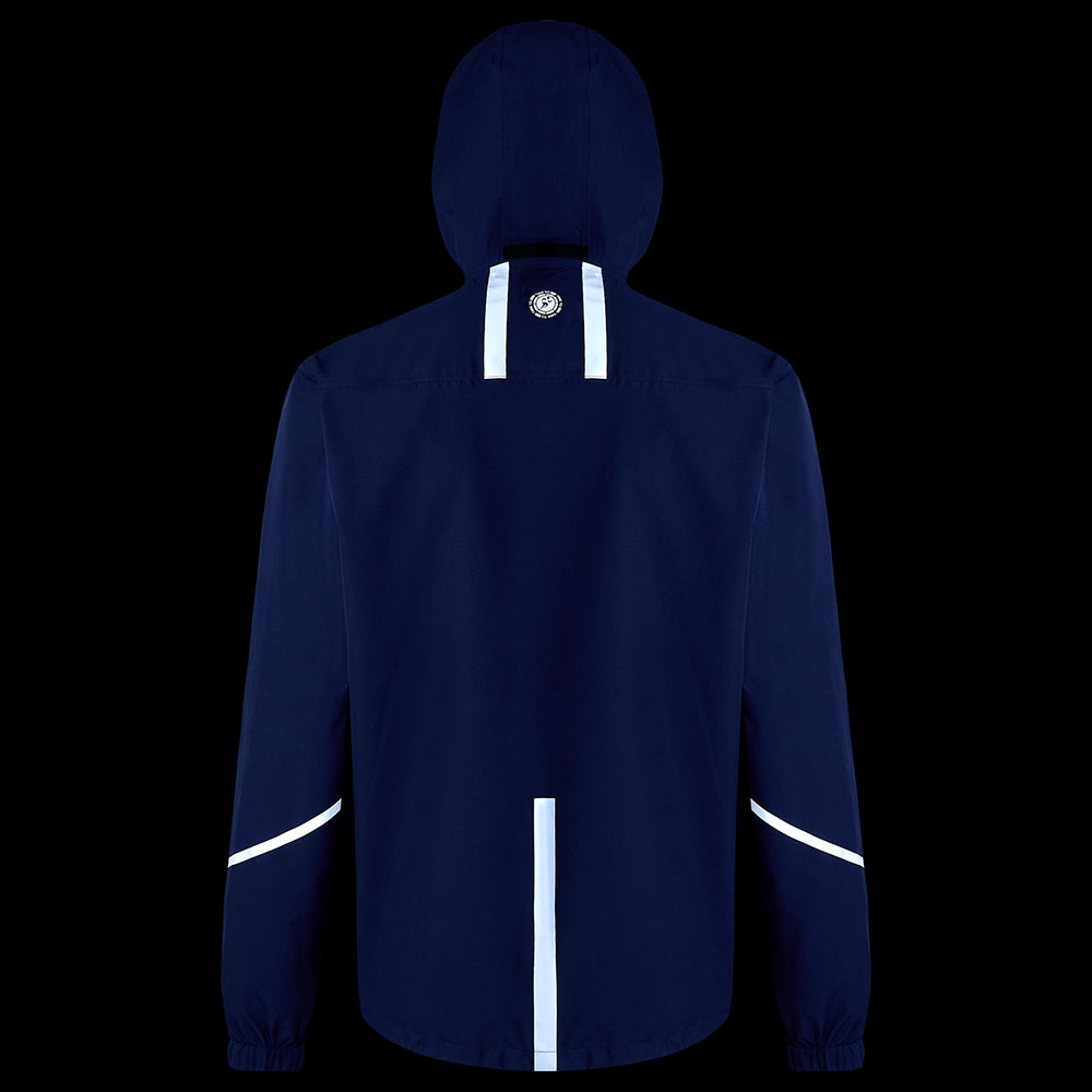 Men's Waterproof Pace Running Jacket - Lightweight Breathable Reflective Trim & Three Pockets - Peacoat