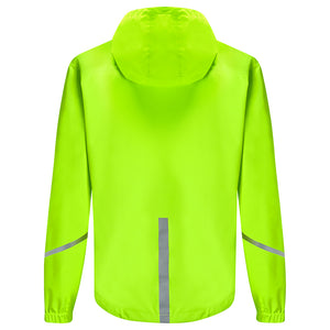 Women's Waterproof Reflective Hooded Running Jacket - Lime