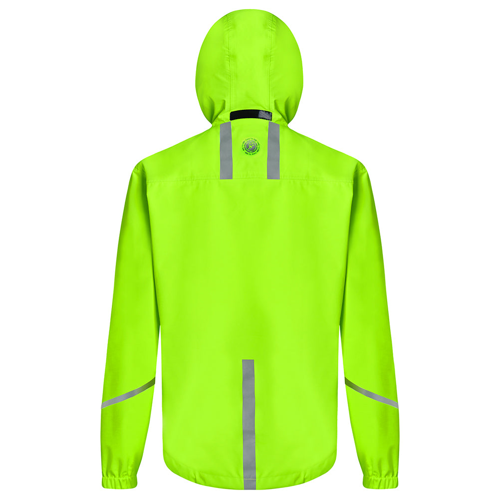 Women's Waterproof Reflective Hooded Running Jacket - Lime
