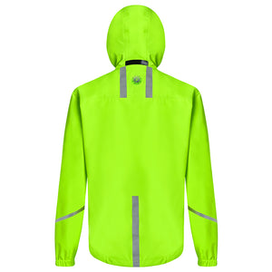 Women's Waterproof Reflective Hooded Running Jacket - Lime