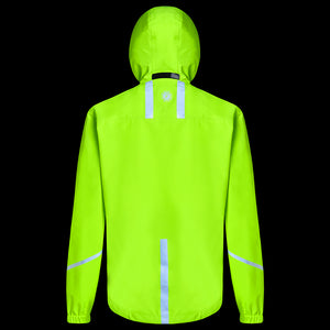 Women's Waterproof Reflective Hooded Running Jacket - Lime