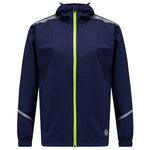 Women's Waterproof Reflective Hooded Running Jacket - Navy Blue