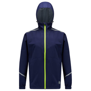Women's Waterproof Reflective Hooded Running Jacket - Navy Blue