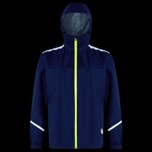 Women's Waterproof Reflective Hooded Running Jacket - Navy Blue