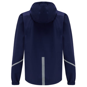 Women's Waterproof Reflective Hooded Running Jacket - Navy Blue