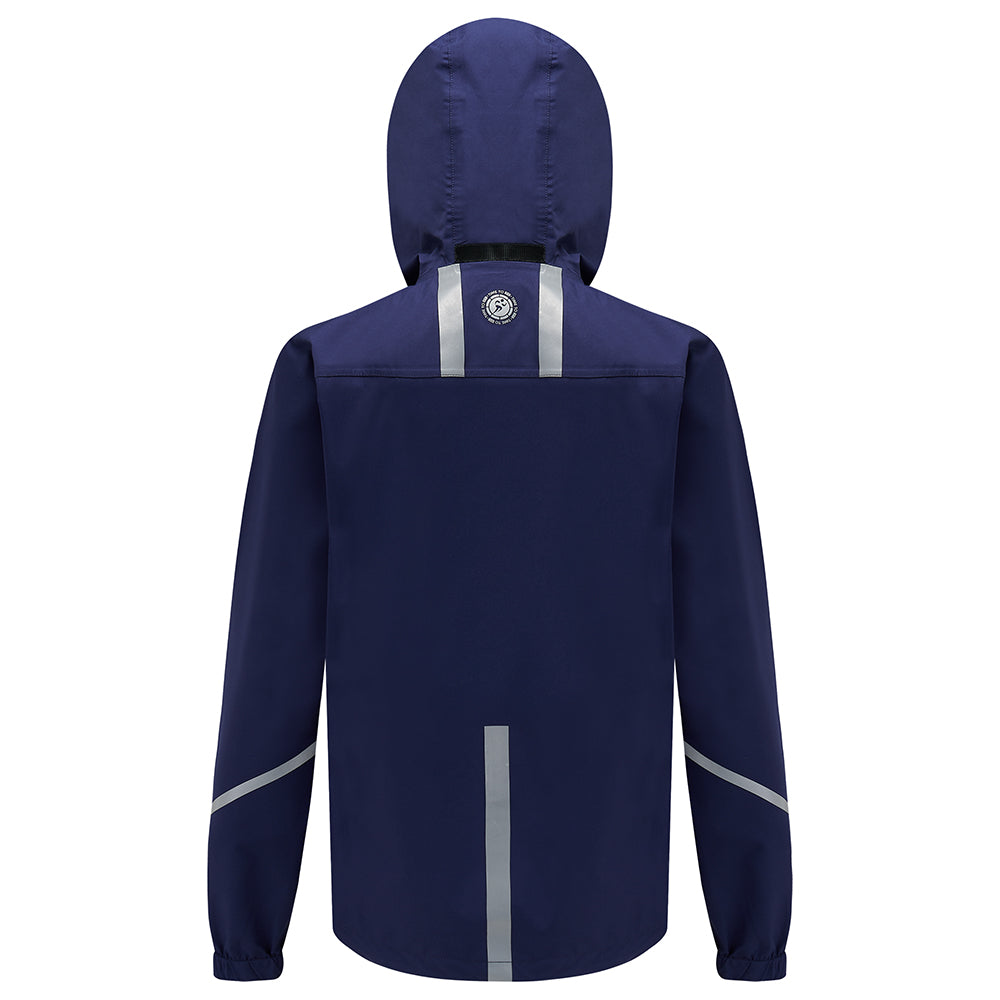 Women's Waterproof Reflective Hooded Running Jacket - Navy Blue
