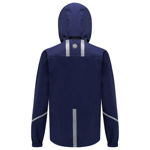 Women's Waterproof Reflective Hooded Running Jacket - Navy Blue