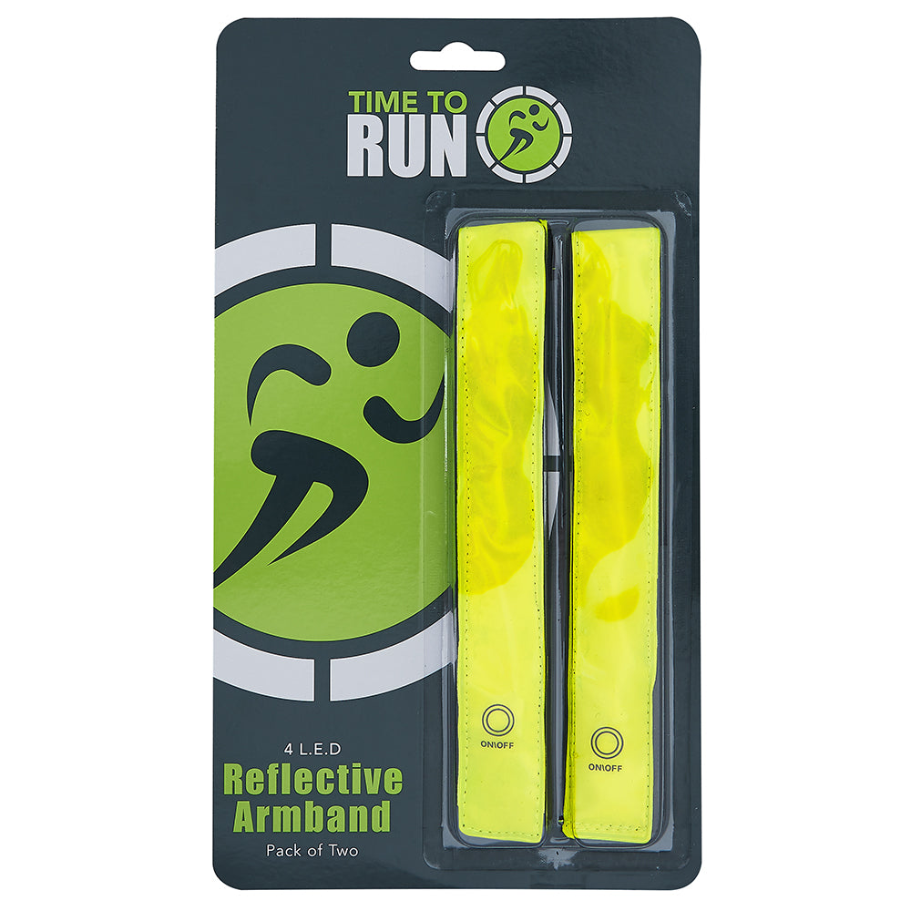 Reflective Running Armbands With High Visbility LEDs Pack of Two