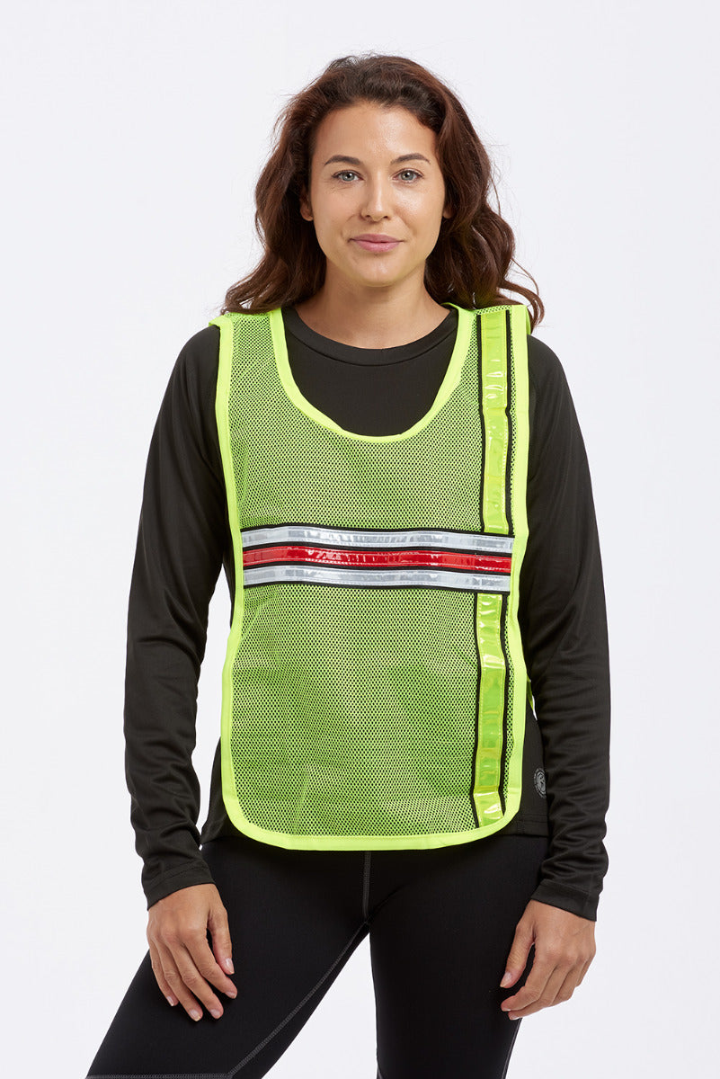 High Vis Reflective Running And Cycling Vest Bib Yellow With Three Colour Reflective Tape