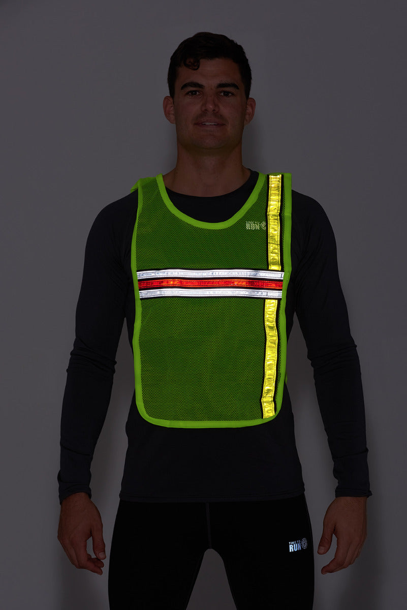 High Vis Reflective Running And Cycling Vest Bib Yellow With Three Colour Reflective Tape